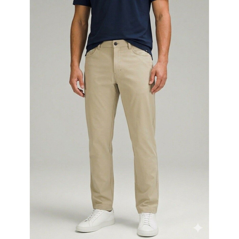 Lululemon ABC Classic Fit 5 Pocket Pants Mens 34 Khaki Tan Warpstreme Golf 34x29